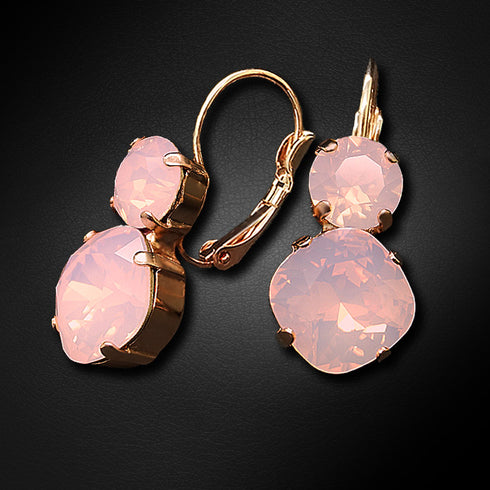 Auskarai "Apakintas Spindesys VI (Rožių Vandens Opalas)" su Swarovski™ kristalais